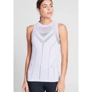 Athleta‎ White Seamless Tank Top Athletic Workout Sleeveless Layering